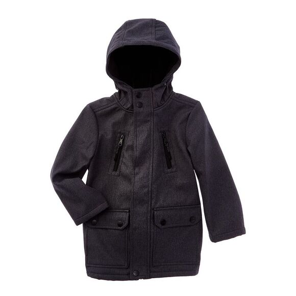 Urban Republic Boys  Texture Soft Shell Trench Jacket, Black - Picture 1 of 2